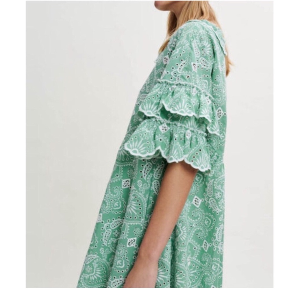 Maje Raberie Embroidered Eyelet Cotton Dress hold C - Picture 7 of 16